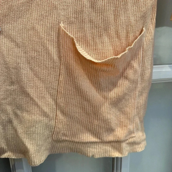 Coldwater Creek Coral Peach 100% Silk Knit Ribbed Sweater Cardigan Size Large L - Picture 7 of 9